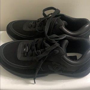 Chanel Low Top Trainer CC Triple Black Suede